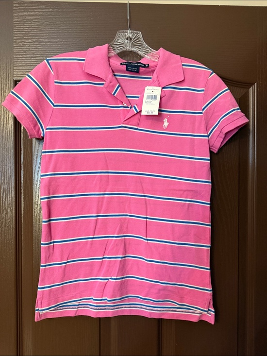 Ralph Lauren Tops - Ralph Lauren Pink, White & Navy Striped Polo